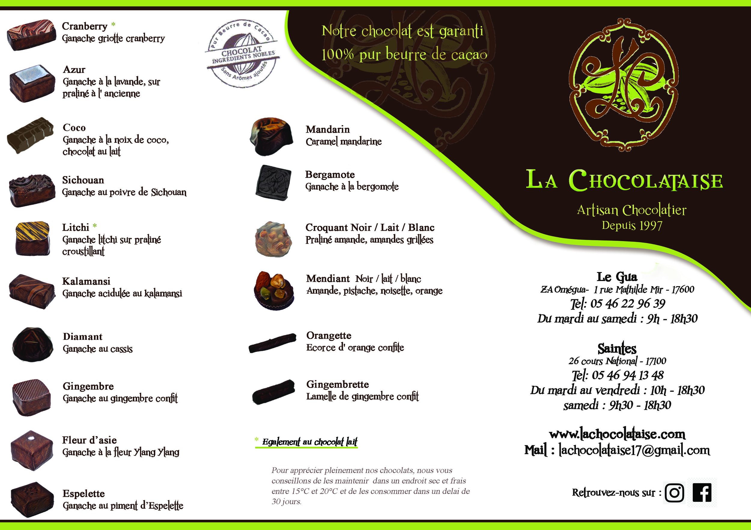 Dépliant Chocolats