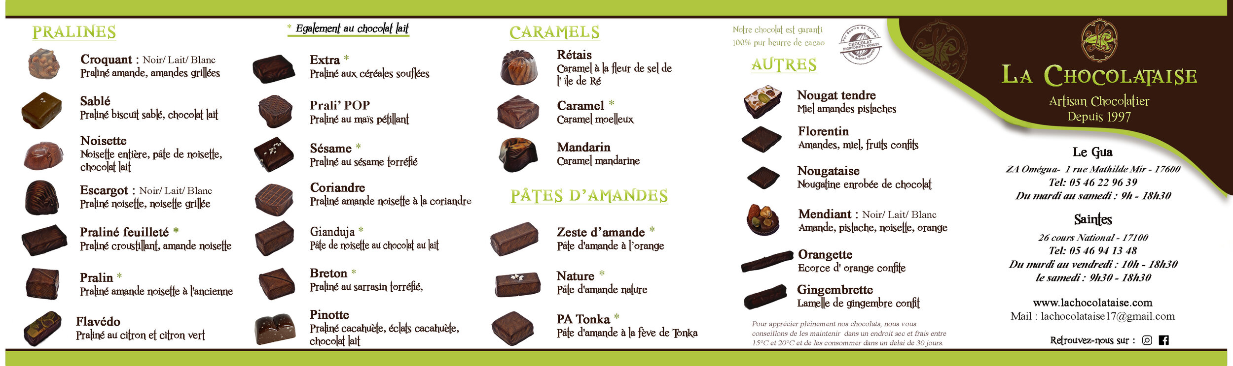 Dépliant Chocolats