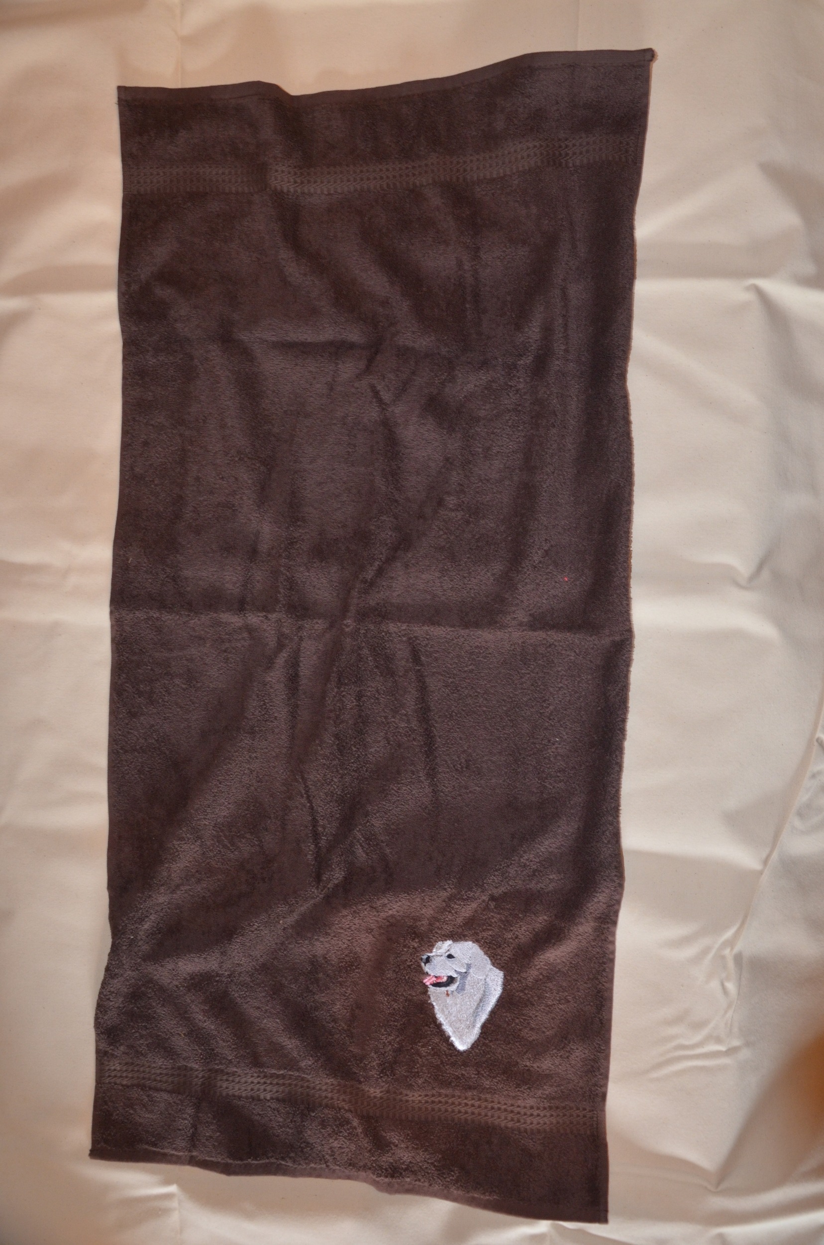 Serviette de bain - broderie Berger Podhale 1 - couleur : marron