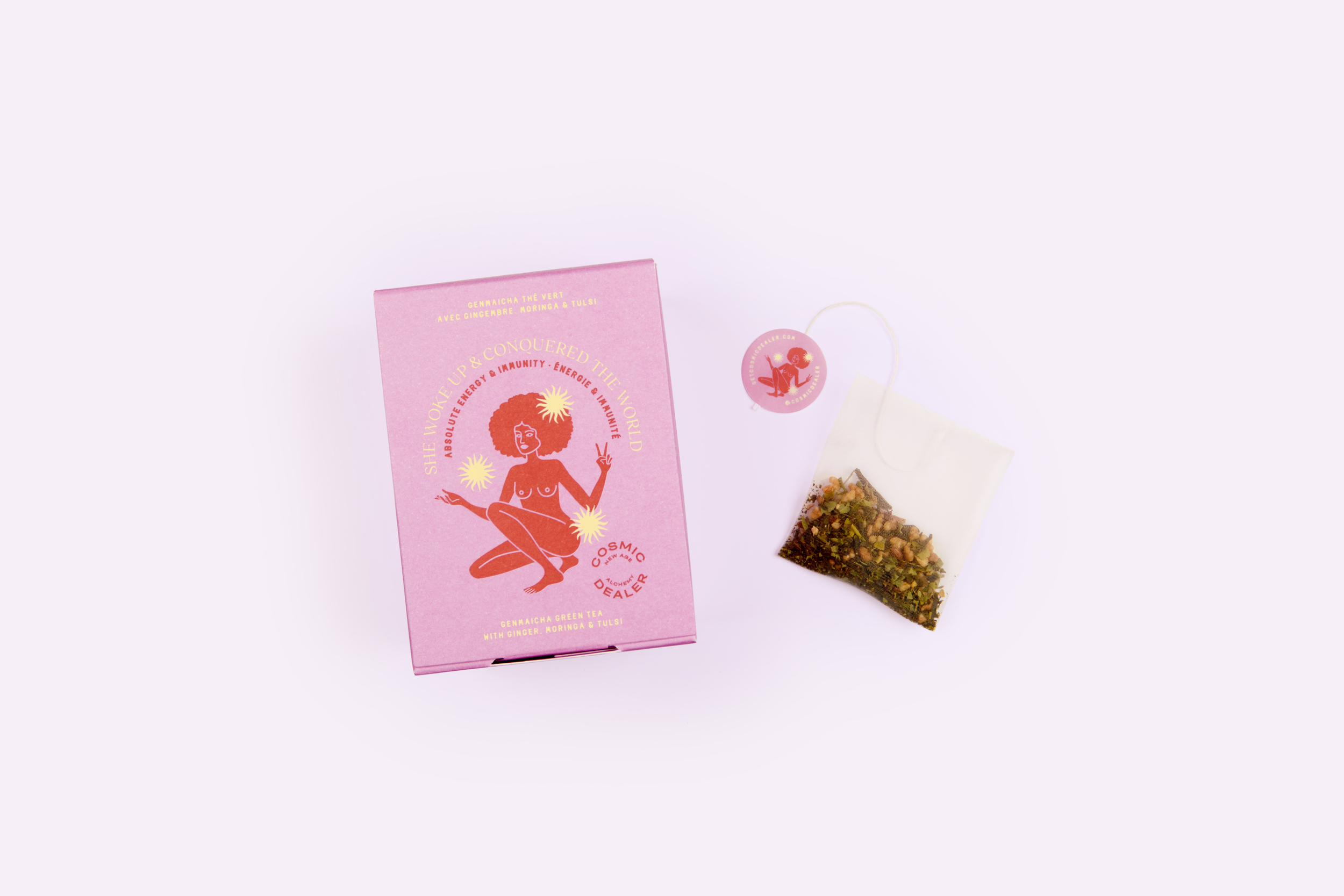 Thé vert moringa tulsi sachet compostable cosmic dealer