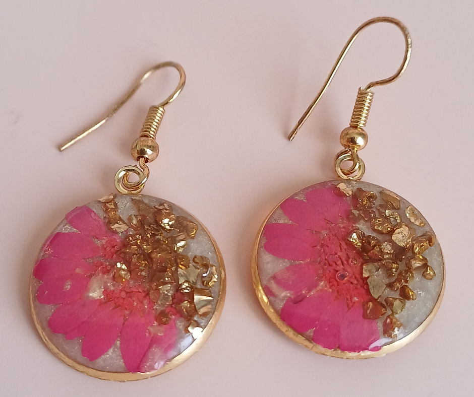 Brinco fleur rose