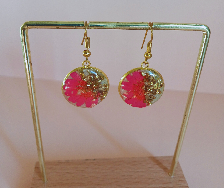 Brinco flor rose