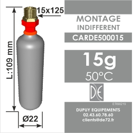 CARTOUCHE 15 g de CO² 50°C