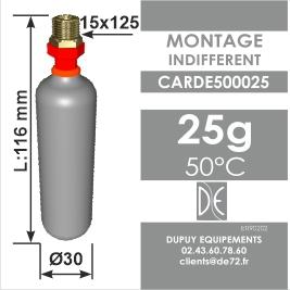 CARTOUCHE 25 g de CO² 50°C