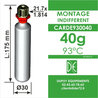 Cartouche 40g CO² 93°C
