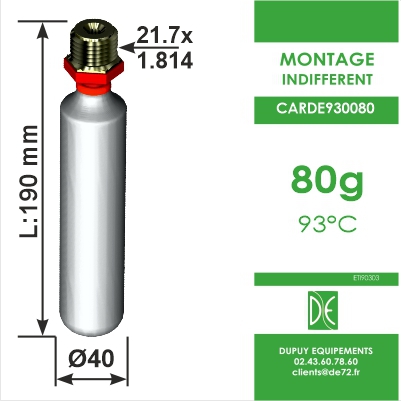 Cartouche 80g CO² 93°C