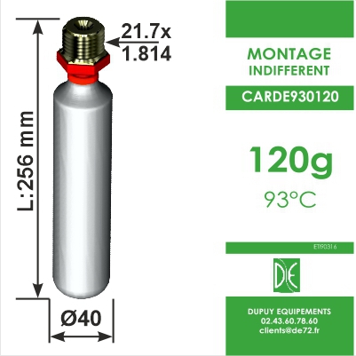 Cartouche 120g CO² 93°C