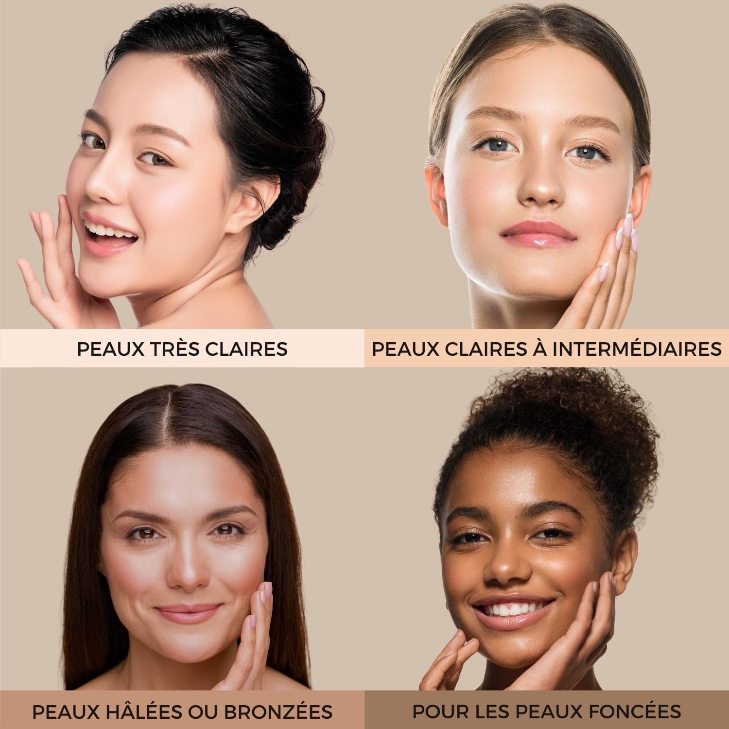 4 femmes veganes avec fond de teint