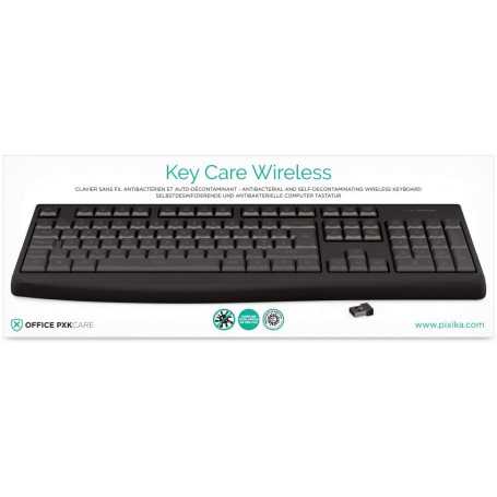 Clavier Sans Fil Pixika PXKCARE Antibactérien et Auto-Décontaminant Français AZERTY - Noir