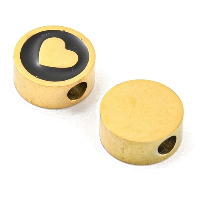 Perle coeur acier inoxydable doré