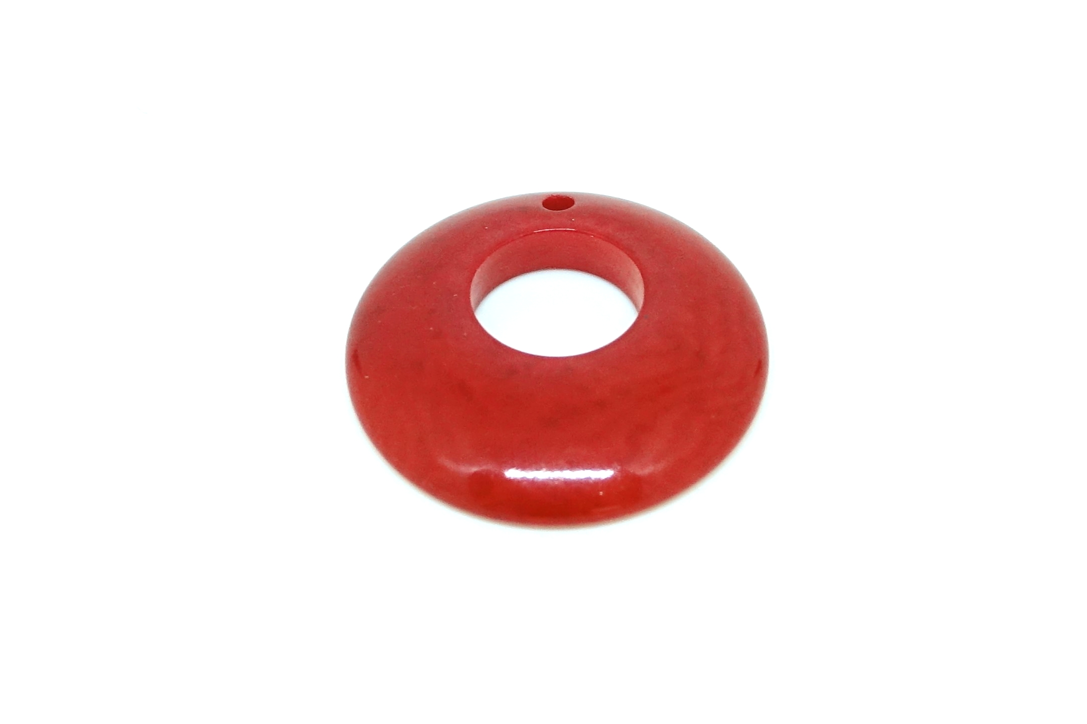 Perle tagua cercle rouge clair