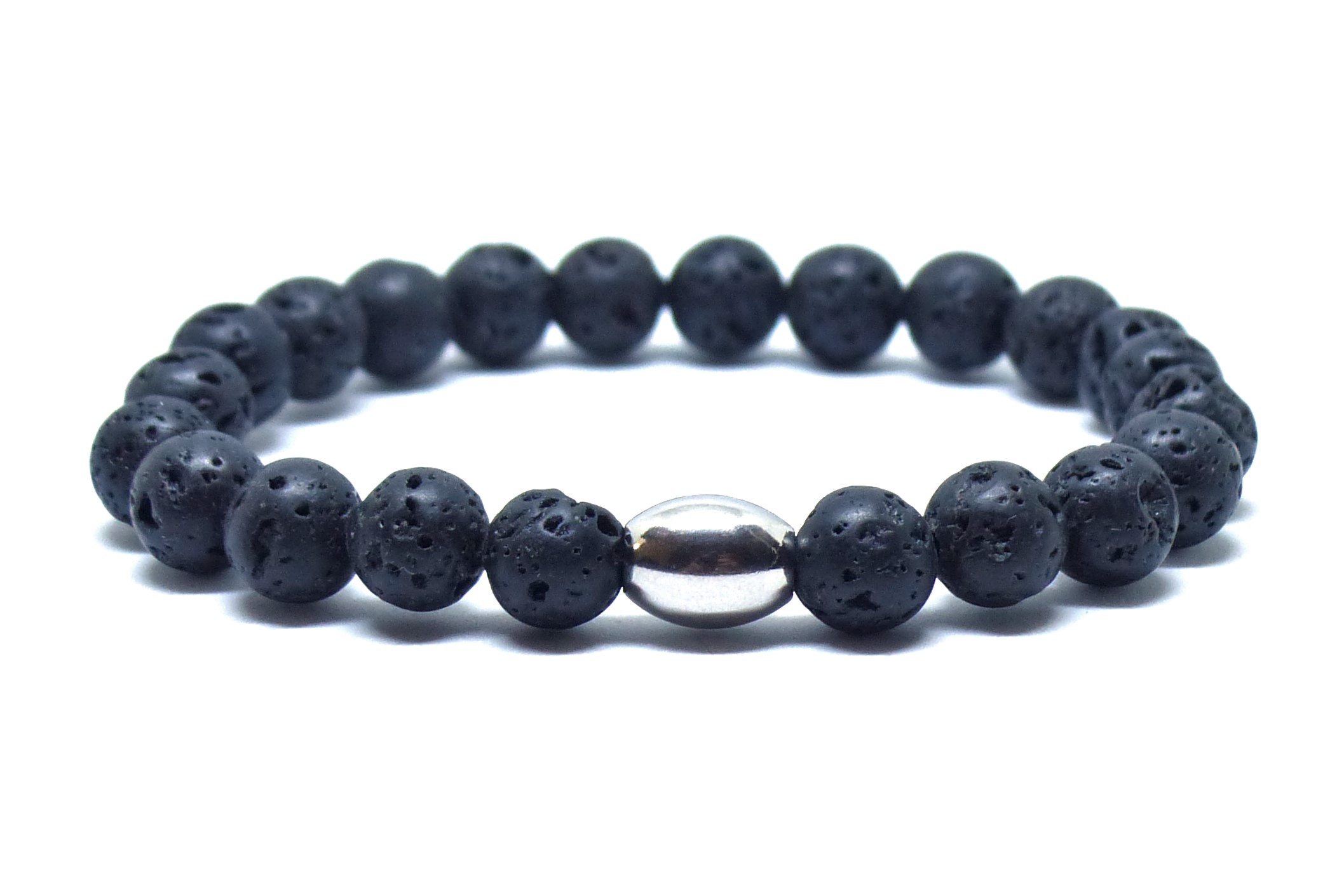 Bracelet pierre de lave avec intercalaire acier inox