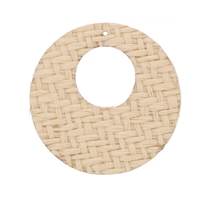 Pendentif raphia 40mm beige