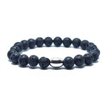 Bracelet pierre de lave avec intercalaire acier inox