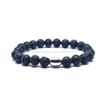 Bracelet pierre de lave avec intercalaire acier inox