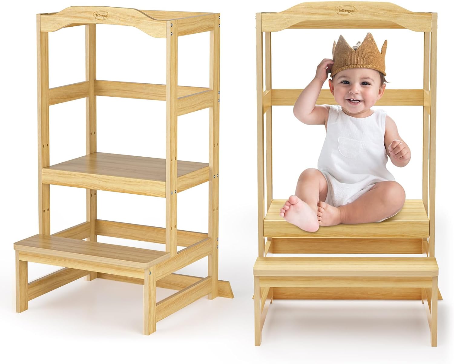 Tour d\'observation Montessori en bois naturel avec hateur réglable