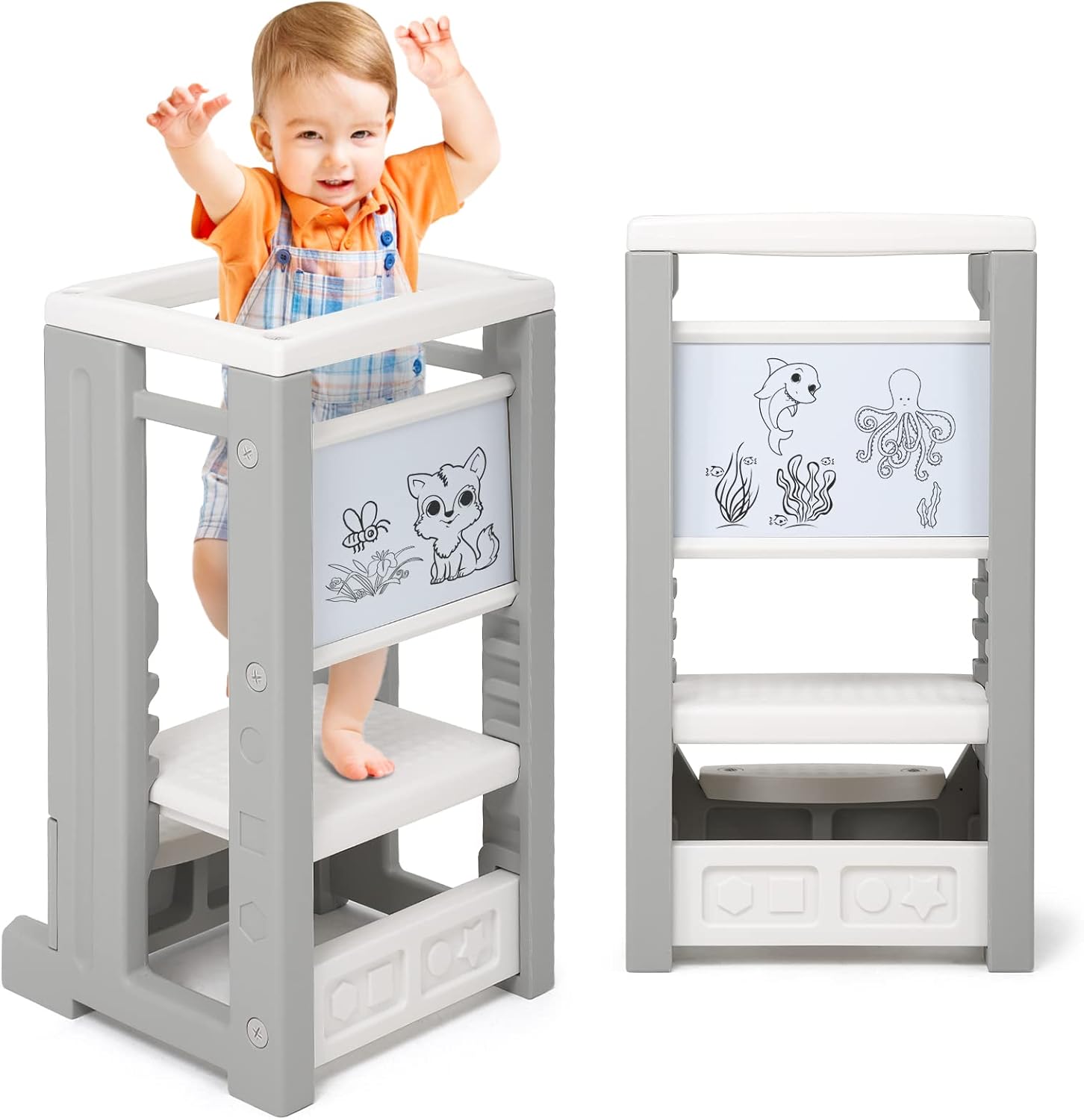 Tour d\'observation Montessori 2 en 1 avec 4 hauteurs réglables