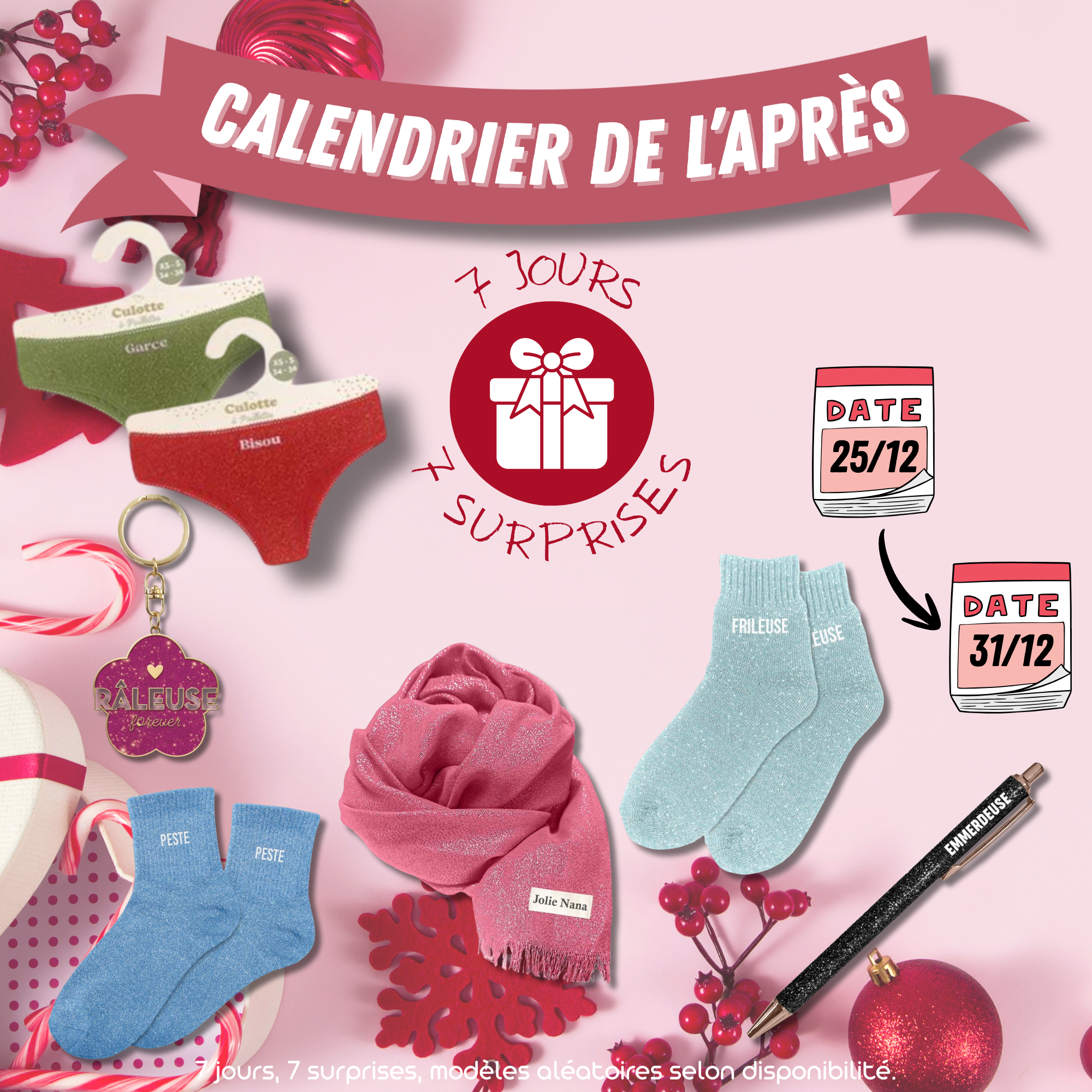 Calendrier De L’Avent Chaussettes - 6 Paires Motifs Noël, Tailles 38-43 - Cadeau Original Pour Femmes & Hommes