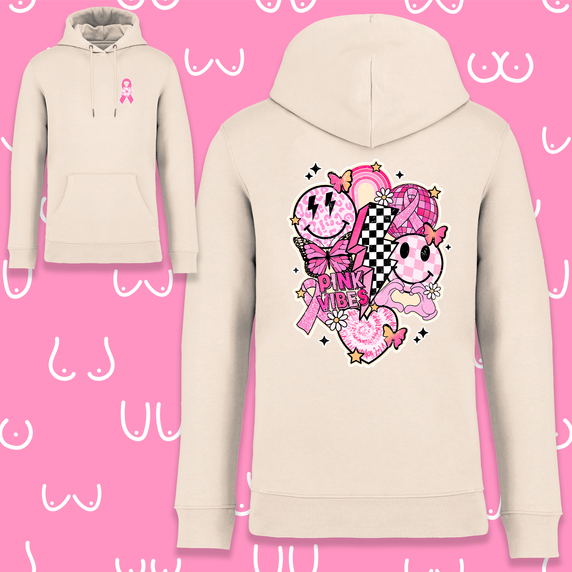 SWEAT PINK VIBES IVOIRE