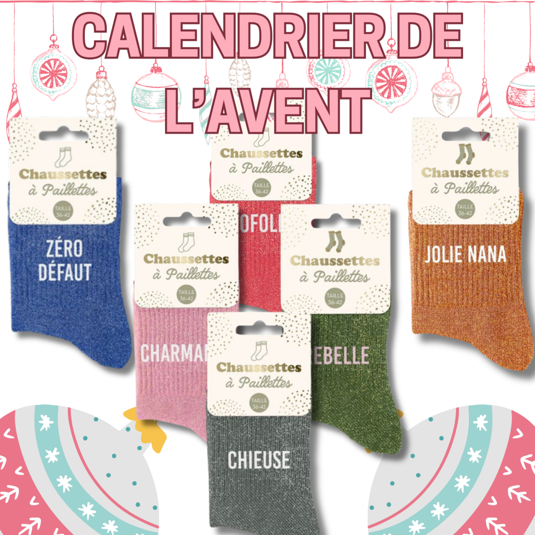 Calendrier De L'Avent Chaussettes 2025 - 24 Paires De Chaussettes Mi-mollet, Compte à Rebours Noël Pour Toute La Famille