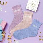Coffret De 3 Paires De Chaussettes à Paillettes - Mignonne, Charmante, Coquette