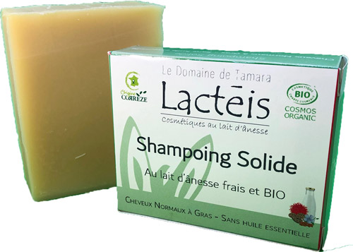 Shampoing solide BIO COSMOS - Au lait d\'ânesse frais et BIO - Cheveux Normaux à gras - Sans huile essentielle