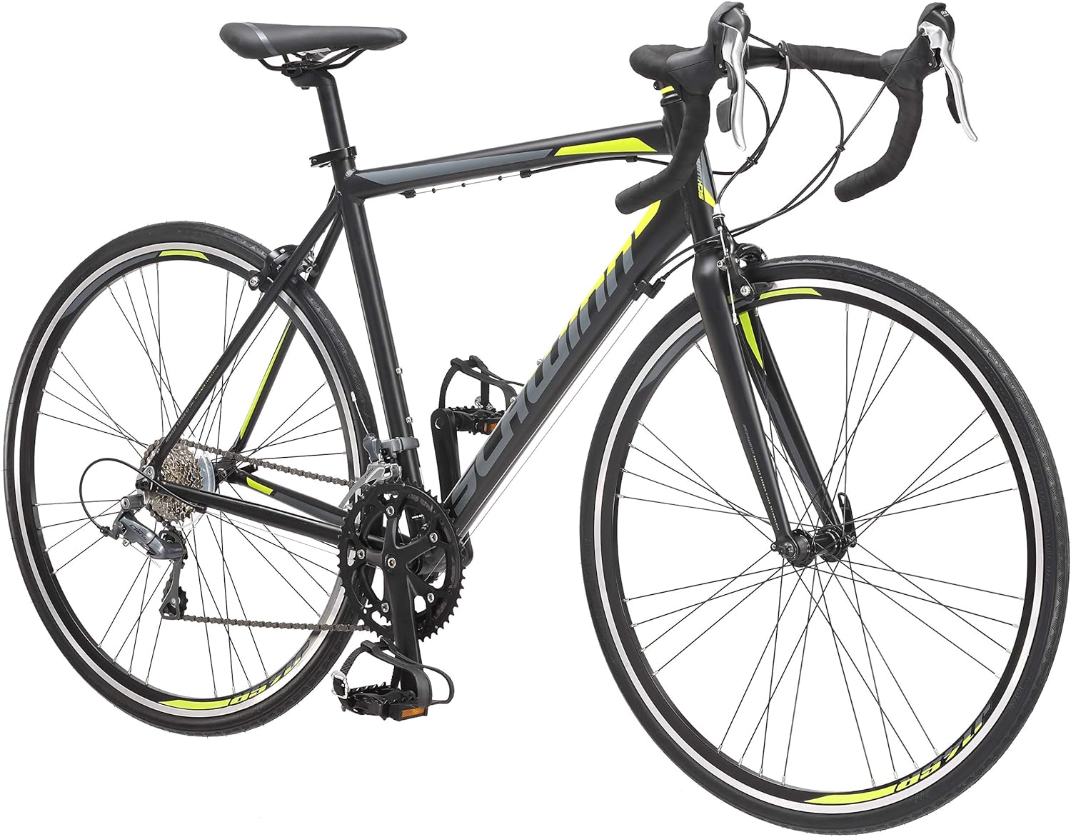 Schwinn Phocus Adult Road Bike, Mens and Womens, Aluminum Frame, Flat and Drop Bar Options, Multiple Speed Drivetrain, Carbon Fiber Fork, 700c Wheels Black 53cm Frame Phocus 1600