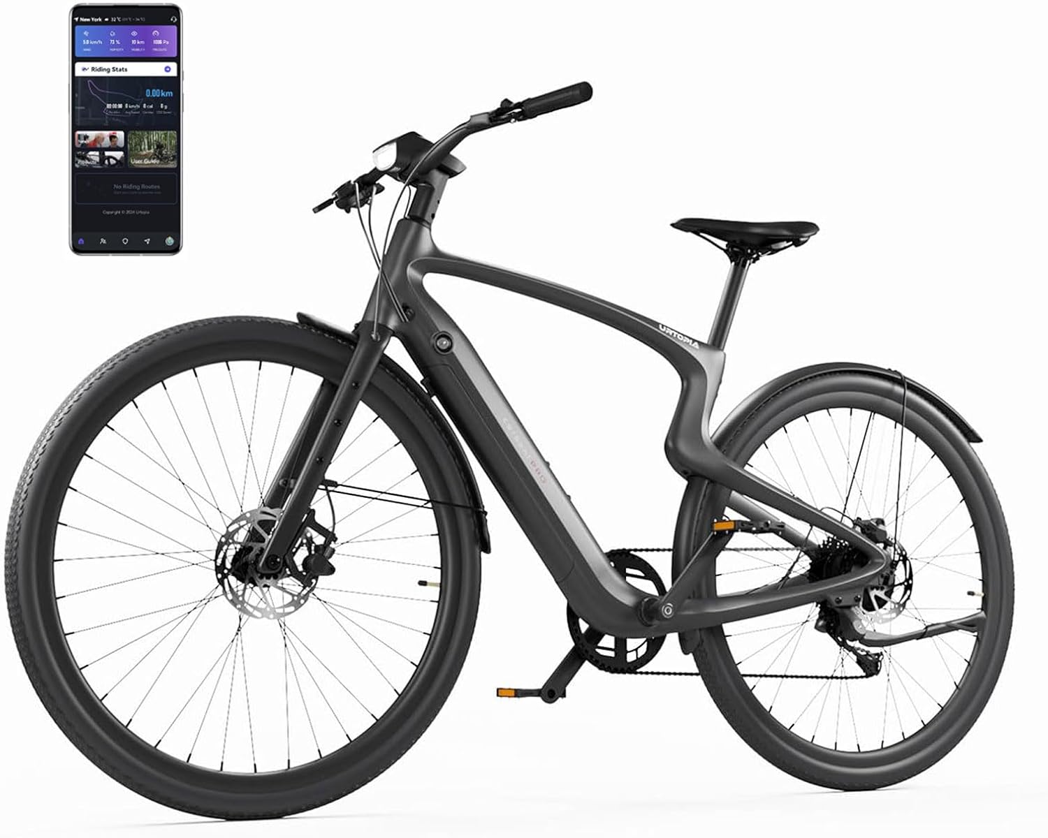 Carbon 1Pro Electric Bike for Adults, 37lbs Lightweight Carbon Fiber Gravel E-Bike, Peak 750W Motor, 80 Miles 25MPH E Bike with Smartbar, 8-Speed, UL-Certified Removable Battery Matt Black Large