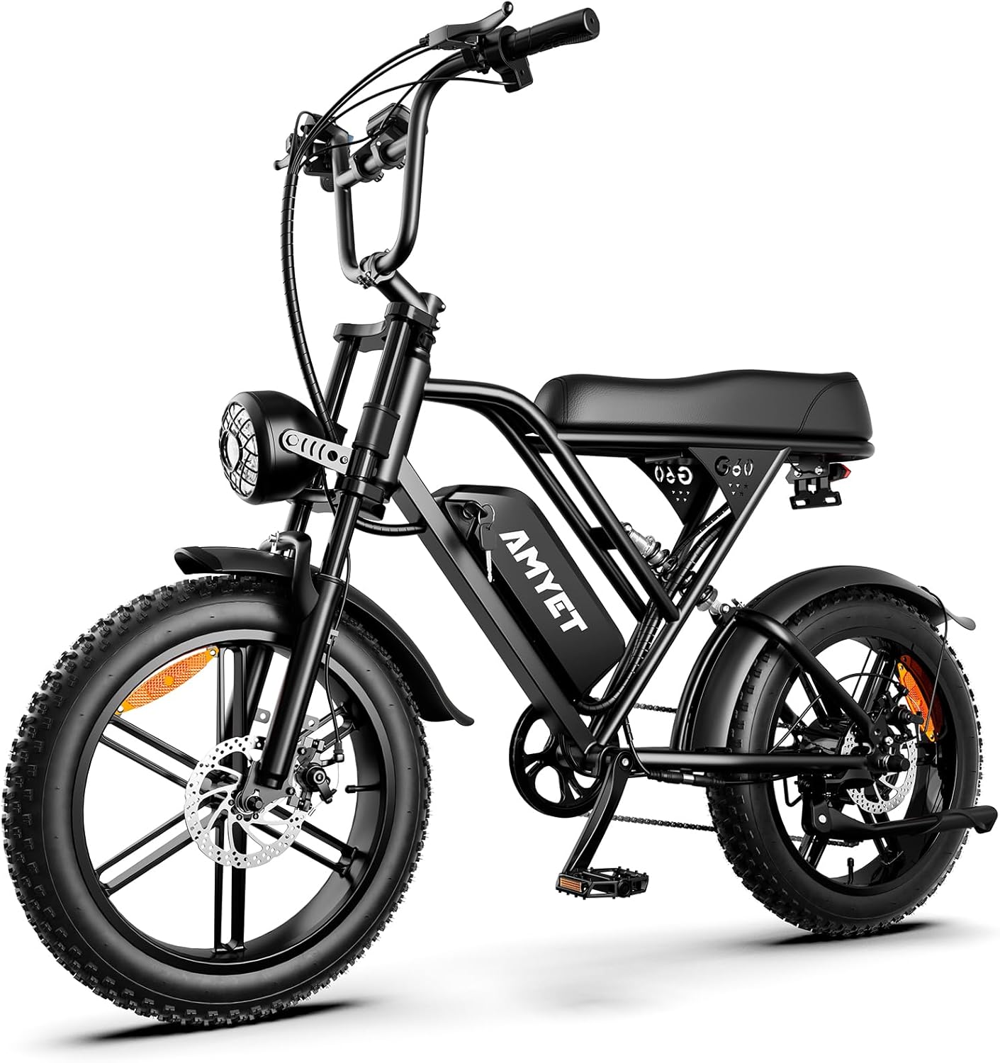 V9-G60 Peak 1500W Ebike, 48V 20Ah(960WH) Removable Battery, 72Miles &32MPH,20 Fat Tire Dirt Bike,7 Speed Gears,Dual Shock Absorber, Adults Electric Bike for Mountains, Snow, Sand, Road 48V20Ah Black