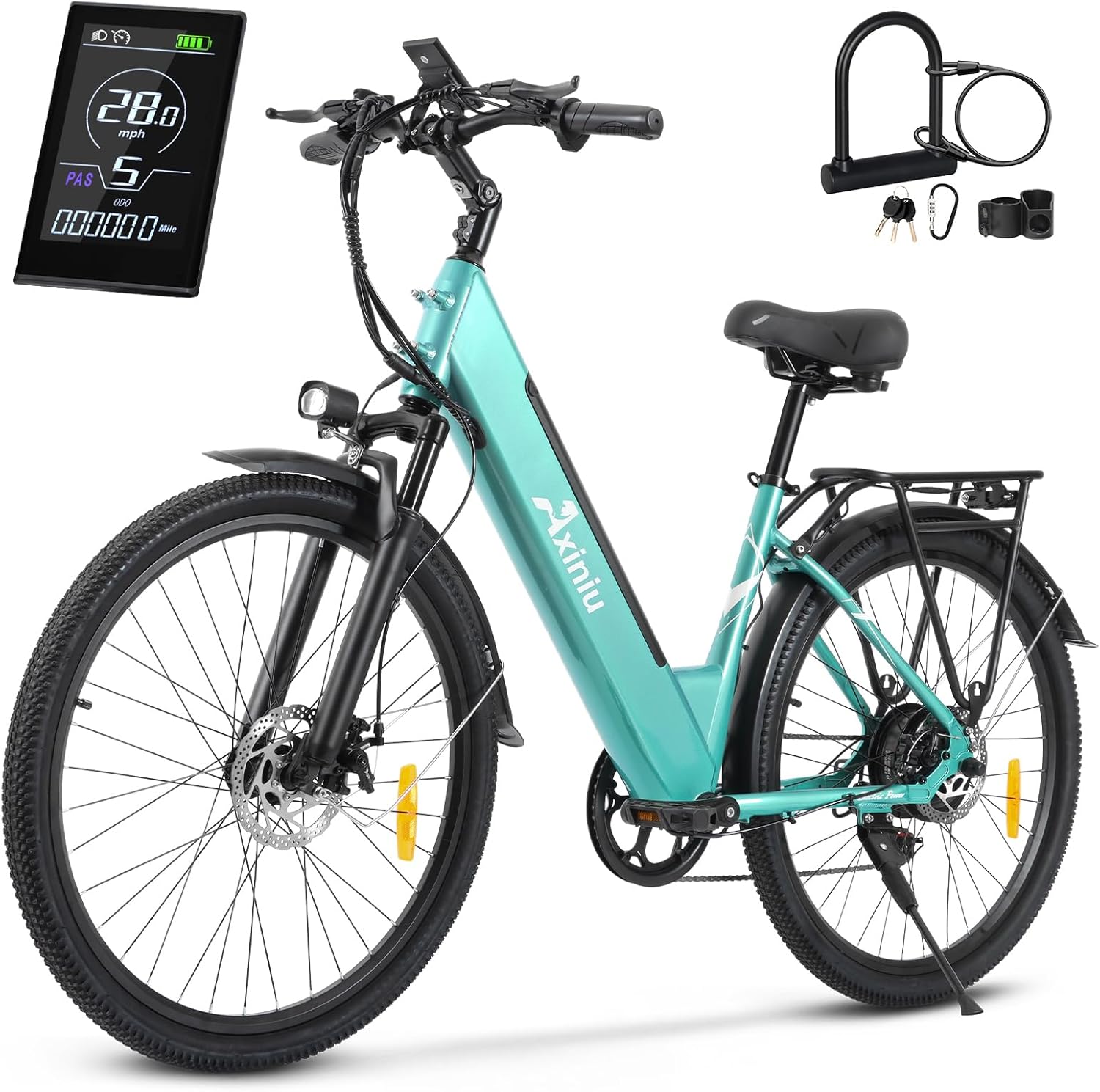 50Miles/100Miles Electric Bike for Adults, 26 Inch Step Through Electric Bicycle, 48V 19.2Ah / 36V 13Ah UL Removable Battery Peak 1000W/1200W, 22Mph/28Mph Commuter Ebike Beach Snow Women Blue 48v 19ah 100miles