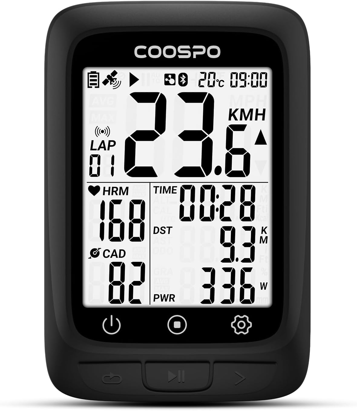 COOSPO Bike Computer GPS Wireless, ANT+ Cycling Computer GPS with Bluetooth, Multifunctional ANT+ Bicycle Computer GPS with 2.4 LCD Screen, Bike Speedometer with Auto Backlight IP67