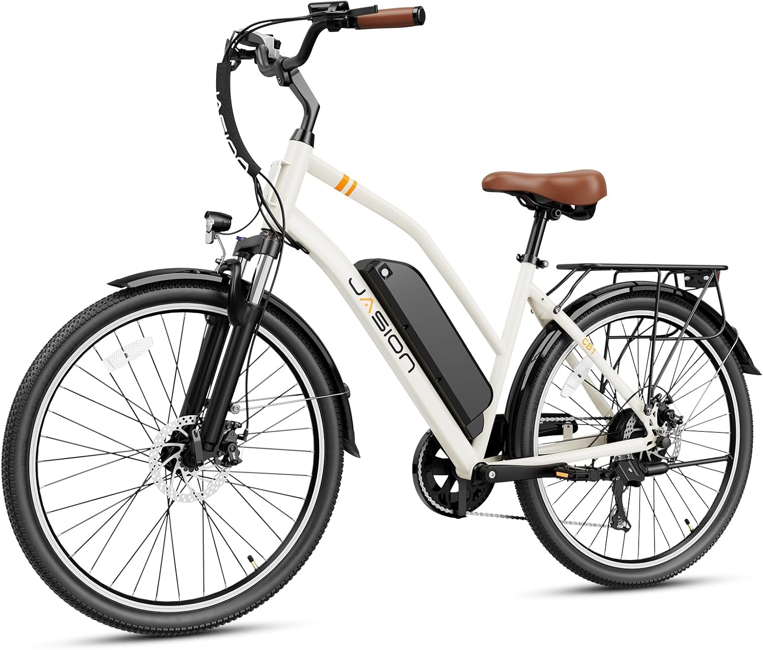 Jasion CB1 Electric Bike for Adults, 1000W Motor Peak Ebike, 450Wh Removeable Battery, 26\'\' City Cruiser Bicycle, 22 MPH Commuter Women Ebike, 7-Speed Gear