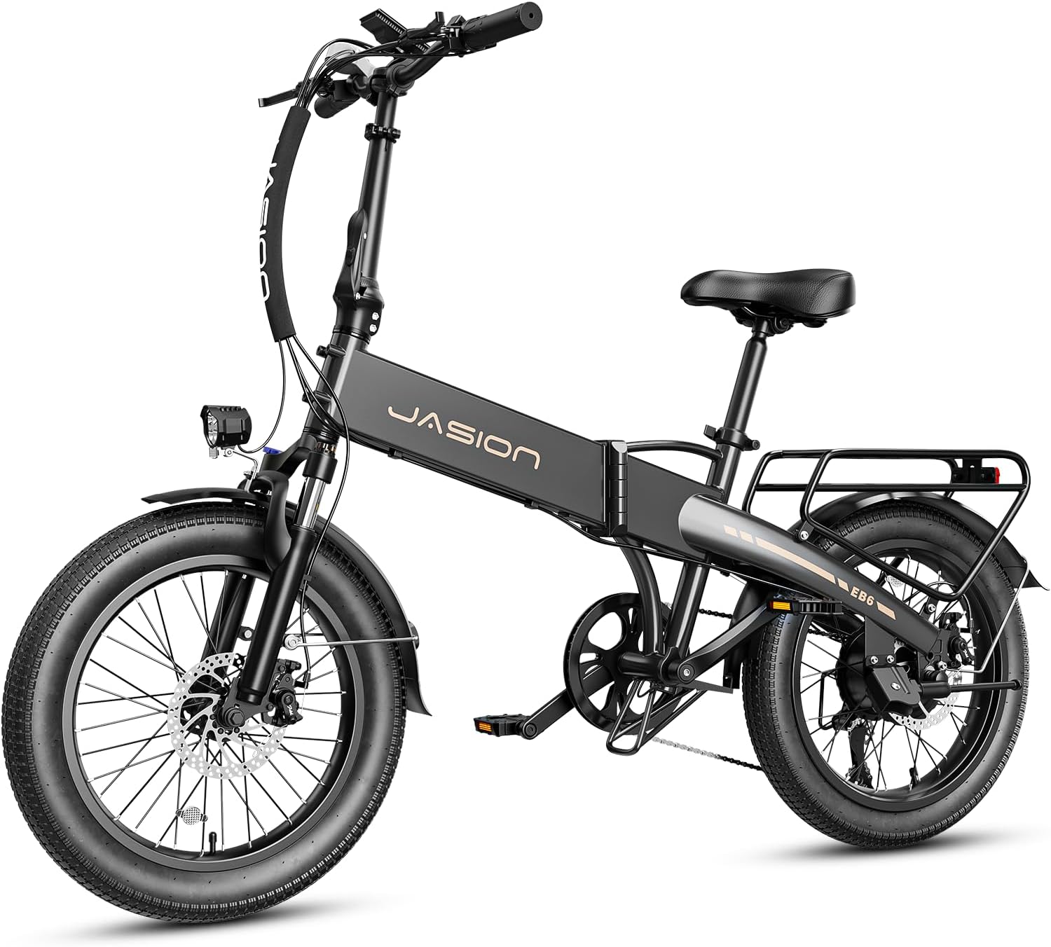 Jasion EBS Electric Bike for Adults,[1000 Peak Motor & 25Mph] Folding Electric Bike,55 Miles Max Range by 504Wh Built-in Battery, 20\'\' Fat Tire Ebikes for Adults, Aluminum Frame, UL 2849 Test Report