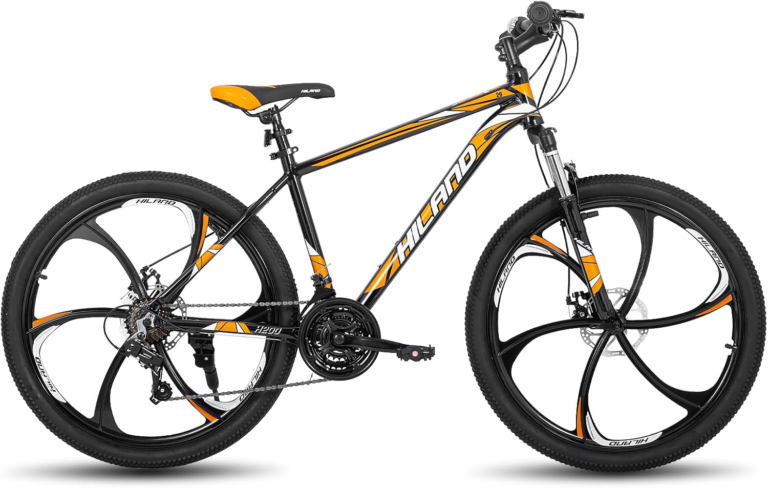 HH HILAND 26\'\' Mountain Bike, 3 6 Spokes, 21 Speeds Drivetrain, Aluminum Frame 26 Inch Wheels, Disc-Brake Bike for Men Women Men\'s MTB Bicycle