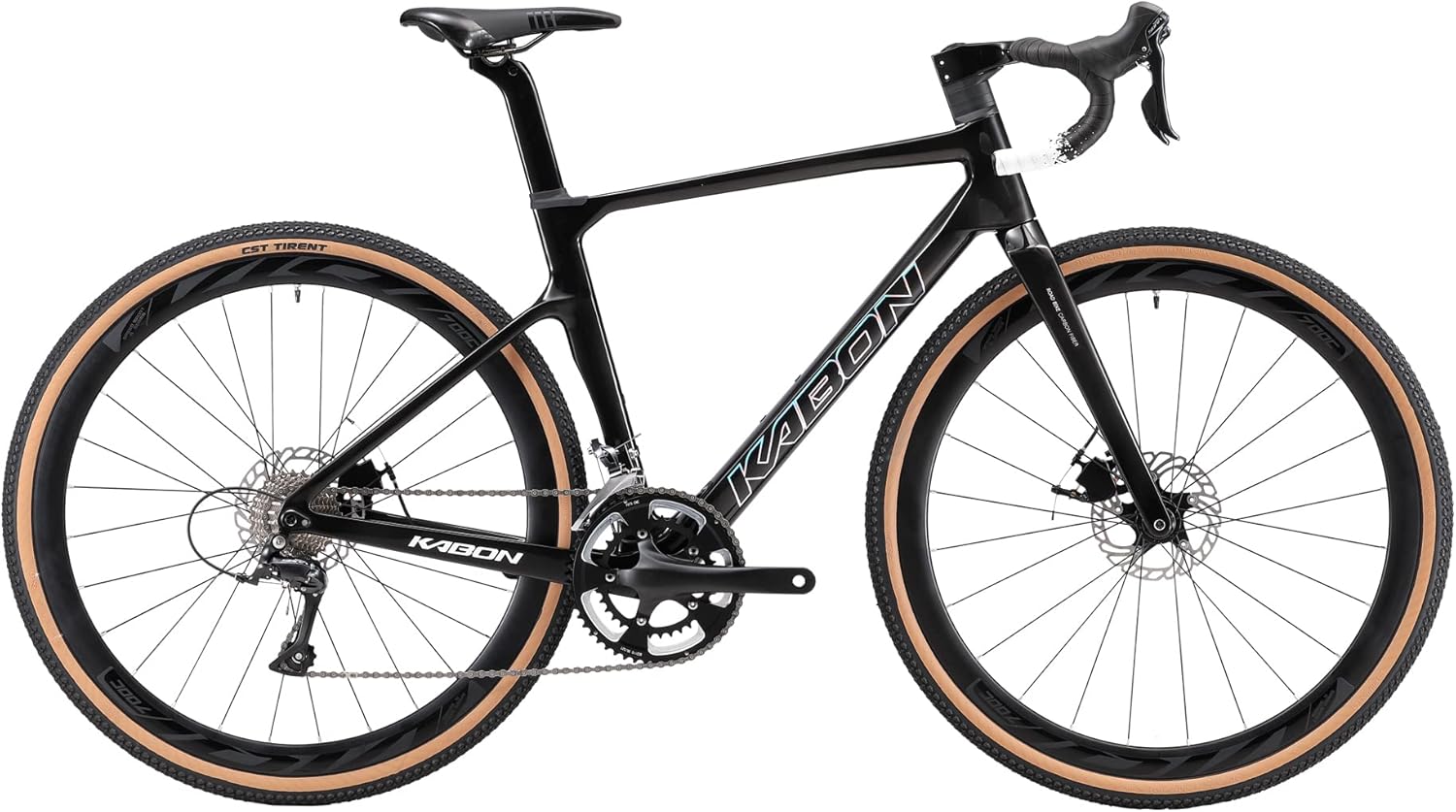 KABON Carbon Gravel Road Bike, T800 Carbon Fiber Frame 700C Road Bike with 18 Speeds Drivetrain, Integrated Carbon Handlebar, Disc Brakes Racing Bicycle for Men/Women