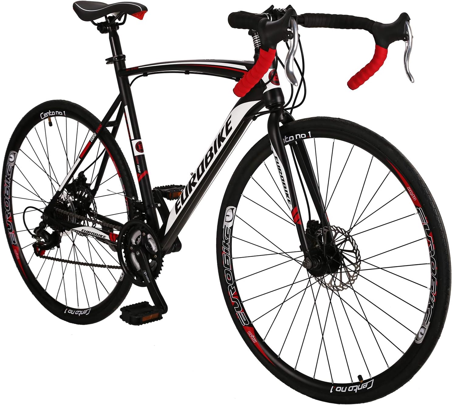 EUROBIKE Road Bike,700C Wheels 21 Speed Disc Brakes,Mens or Womens Bicycle,54cm/49cm Frame