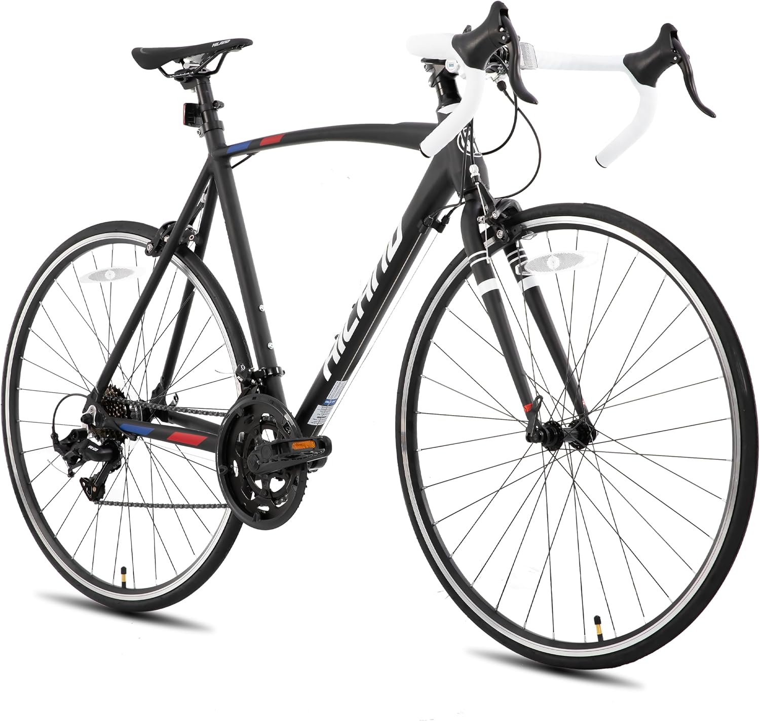HILAND 700C Road Bike, 14 Speeds Sport Bike, Light Weight Aluminum Frame, Racing Bike for Men Women Adult Bicycle Black Large