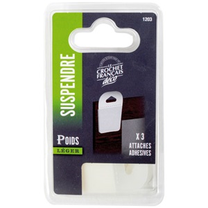 3 Attaches Adhésives Blanches