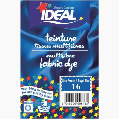 Teinture pour tissu multifibres bleu France IDEAL 15g