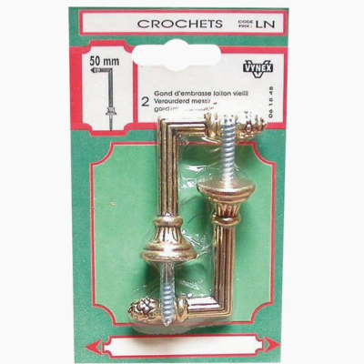Crochet d\'embrasse - laiton vieilli - 50 mm