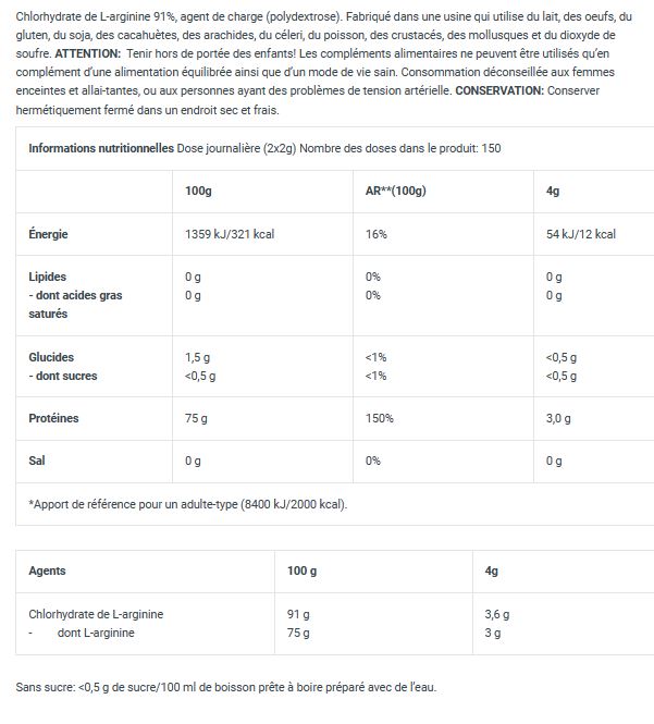 Arginine poudre BIOTECH 2