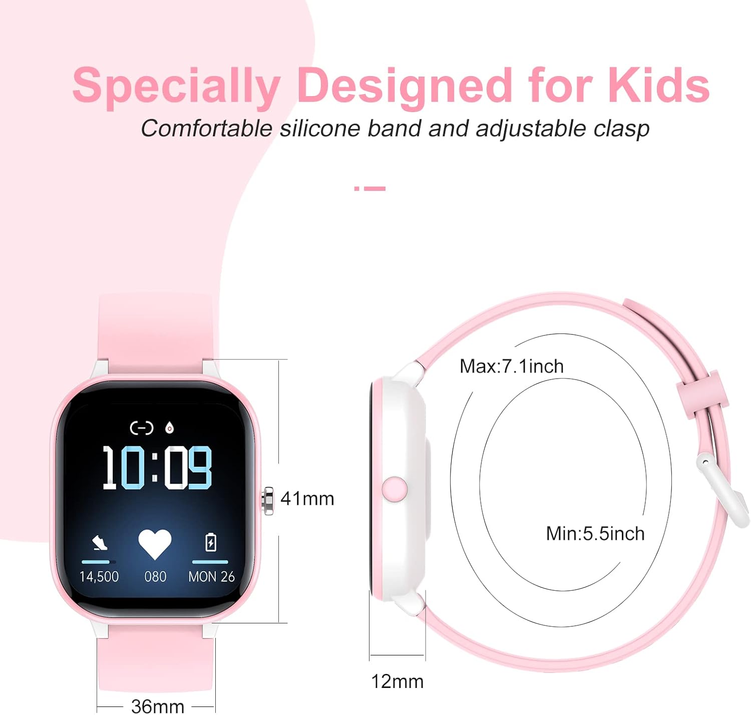 APPIE Montre Intelligente pour Enfants, Tracker D'entraînement Physique Bluetooth Étanche IP68 avec Moniteur de Fréquence Cardiaque Moniteur de Sommeil Cadeau pour Garçons Filles Adolescents, Noir