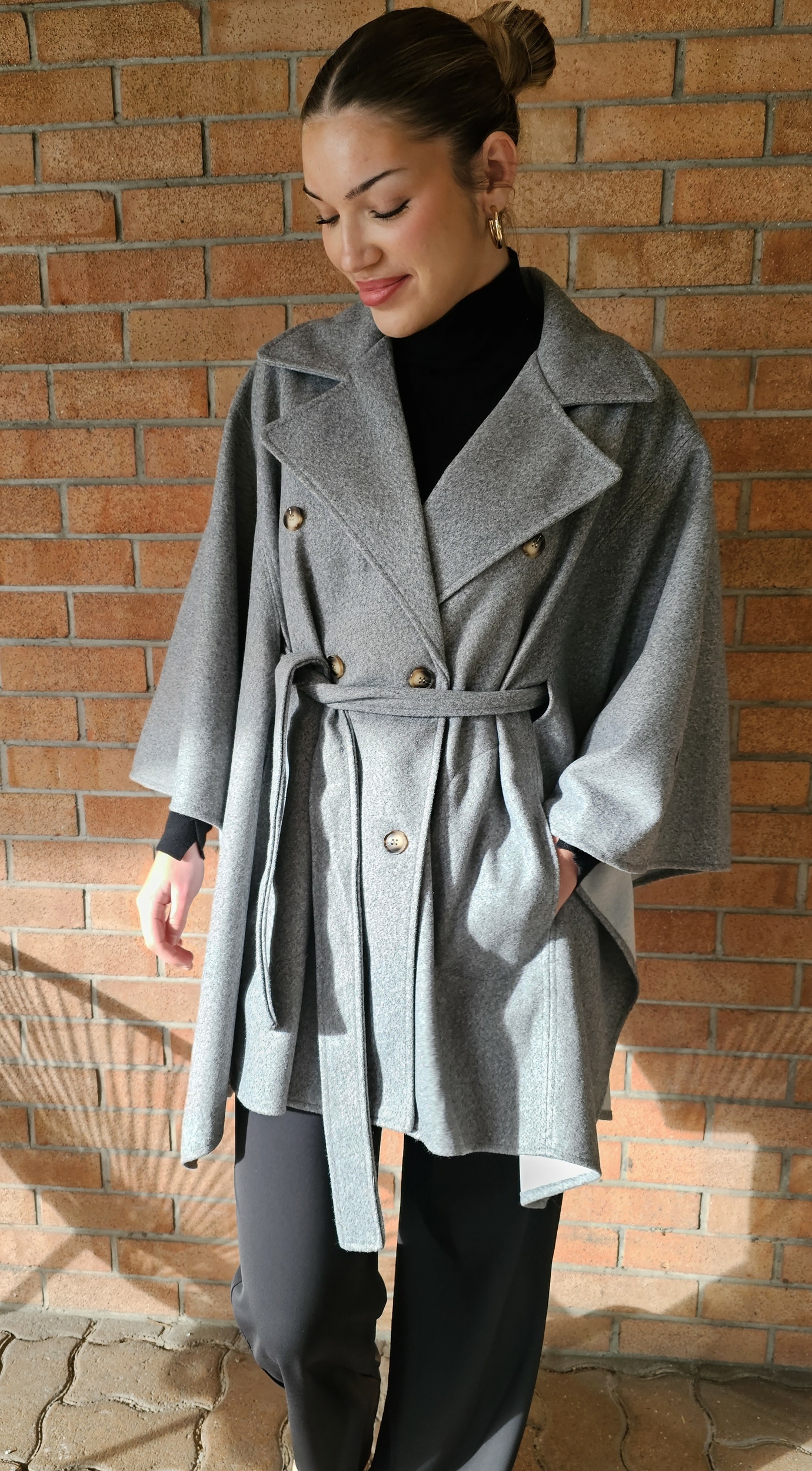 Manteau cape gris