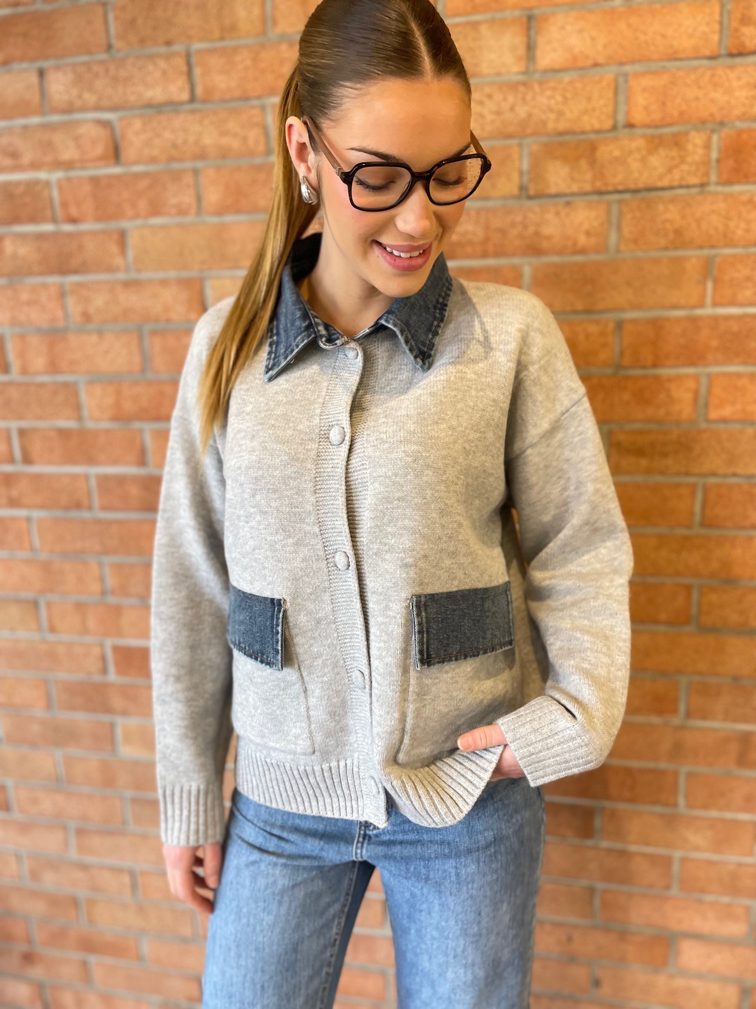 Gilet Georgina gris/jean
