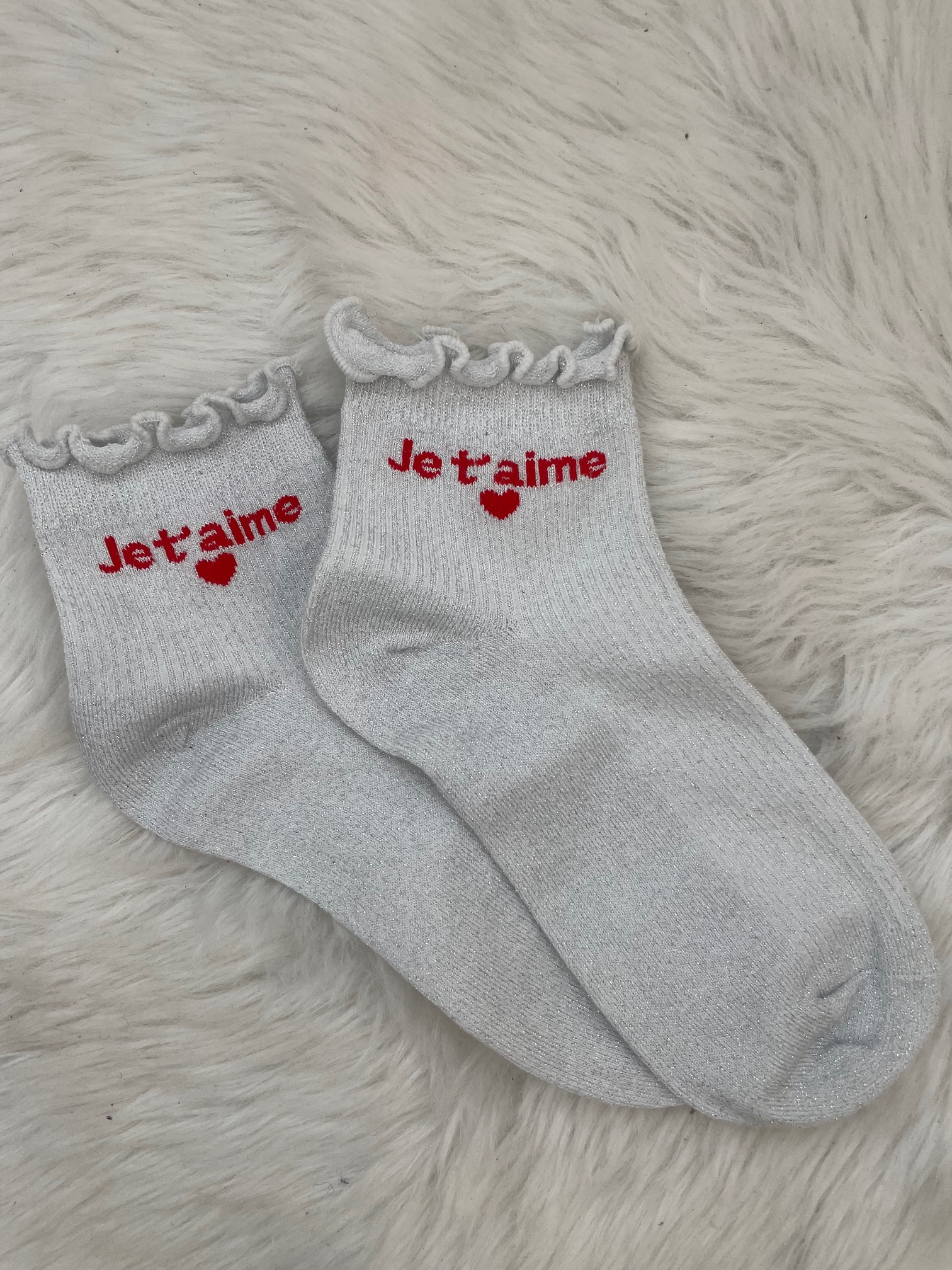 Chaussettes je t\'aime blanches