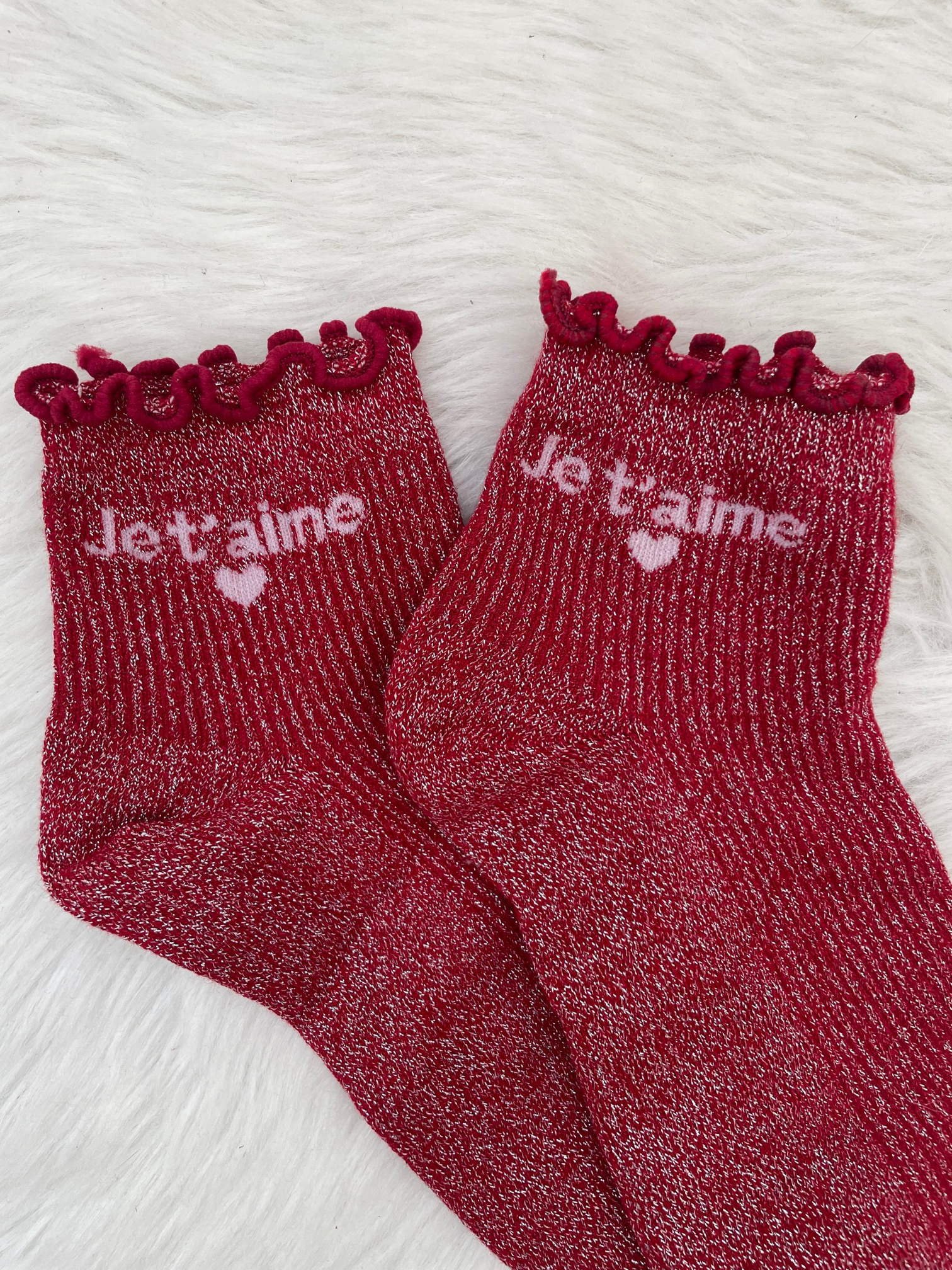 Chaussettes je t\'aime rouges