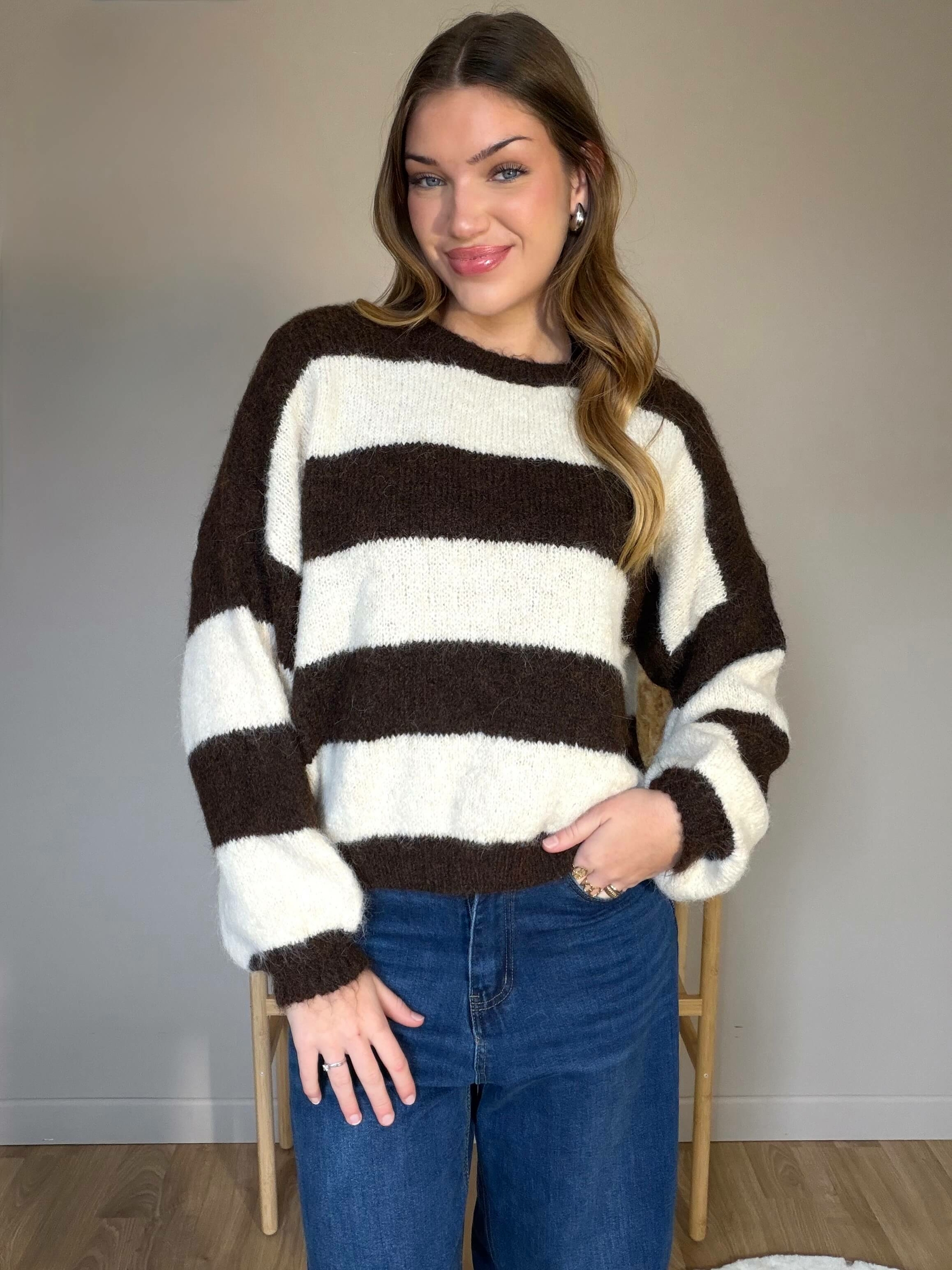 Pull Aby beige et choco