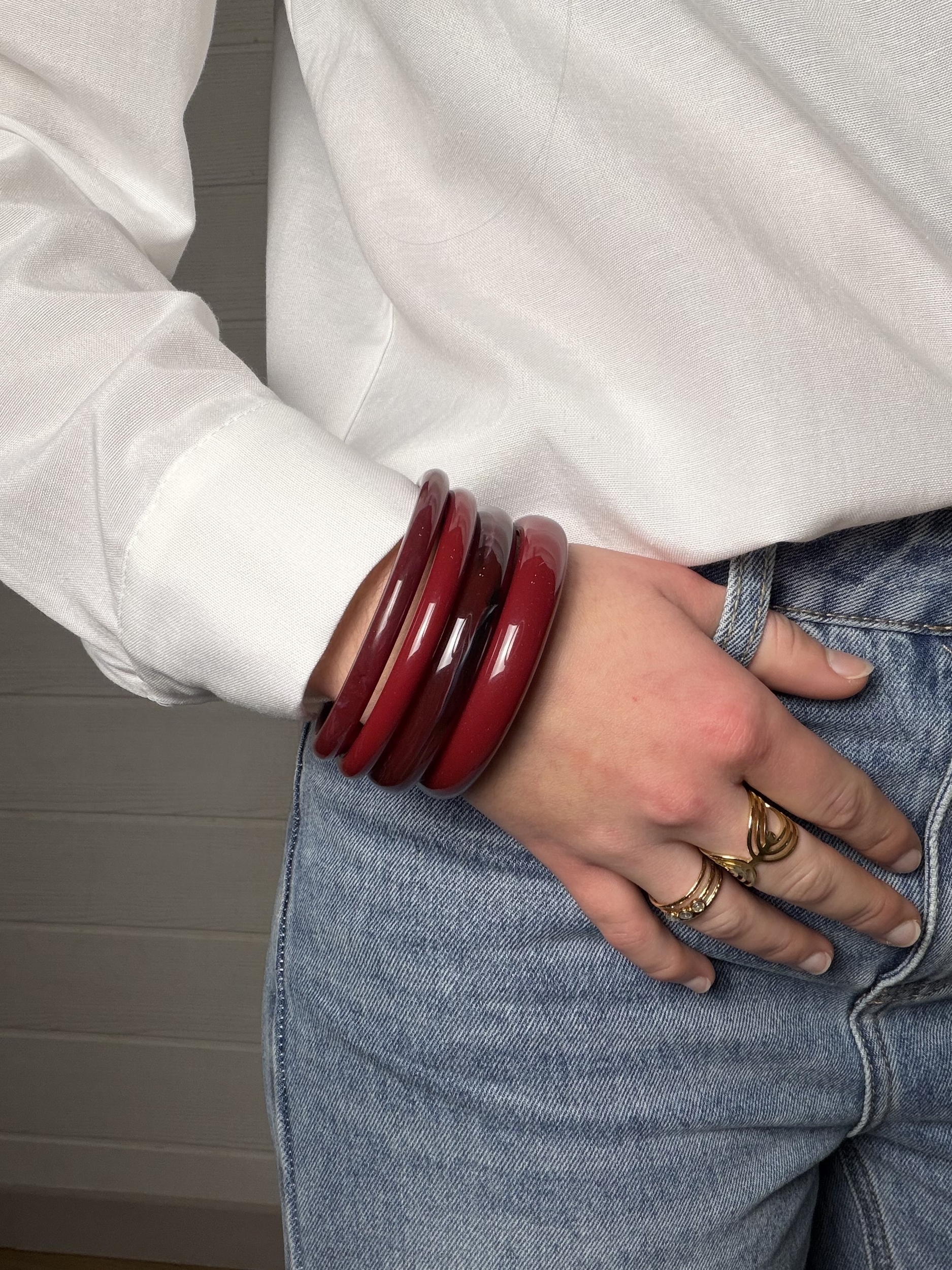 Ensemble de 4 bracelets bordeaux