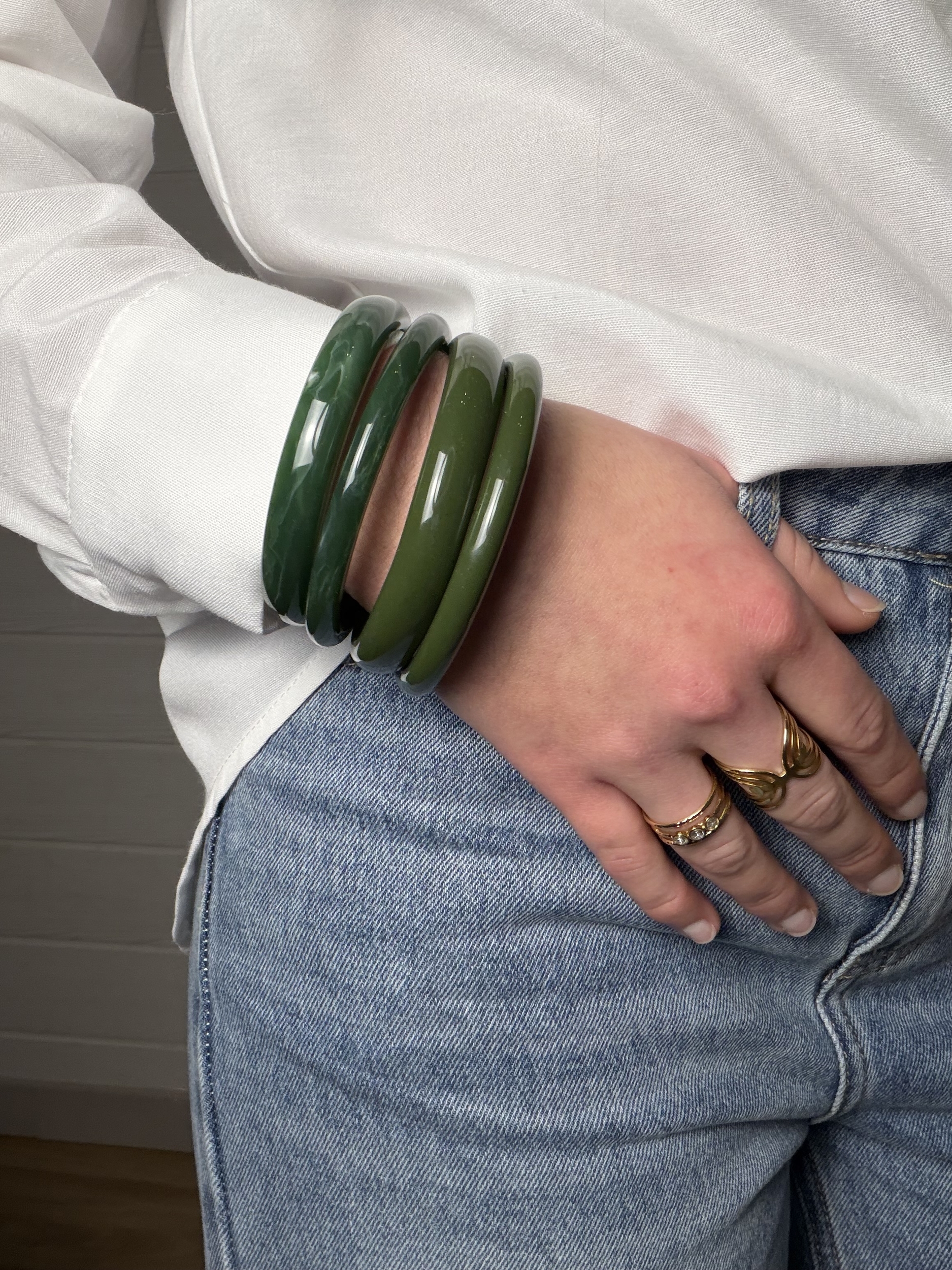 Ensemble 4 bracelets verts