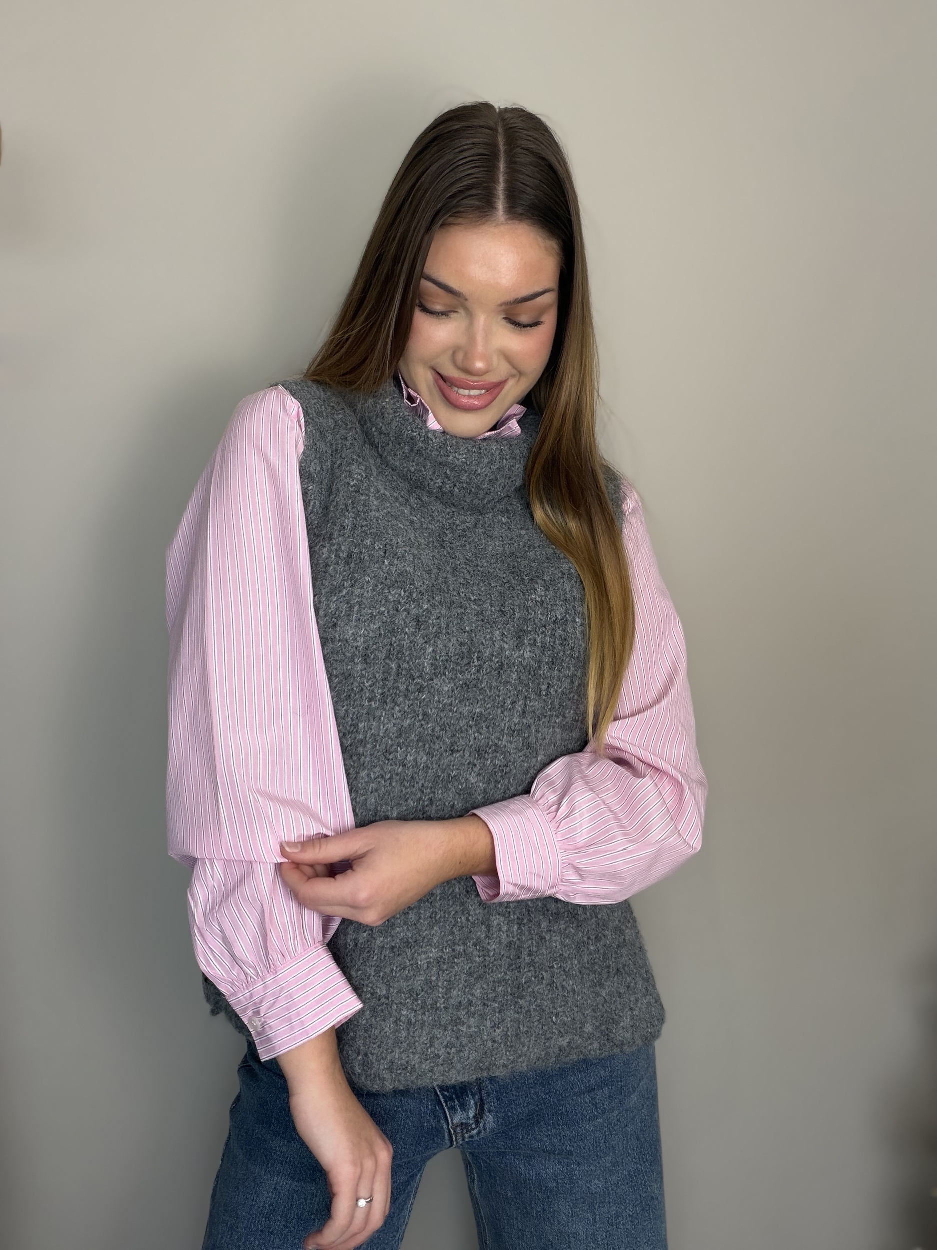 Pull sans manches Cléa gris